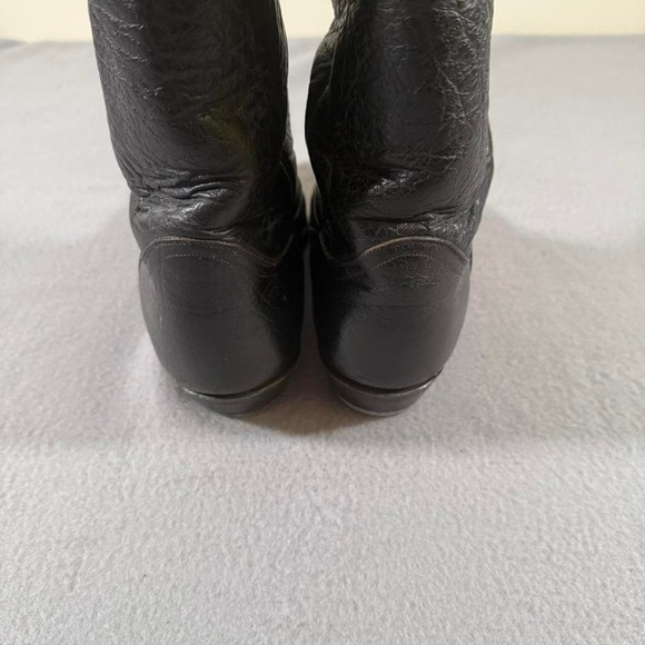Vintage Tony Lama Black Leather Cowboy Boots Western Rodeo Made in USA - Picture 4 of 8